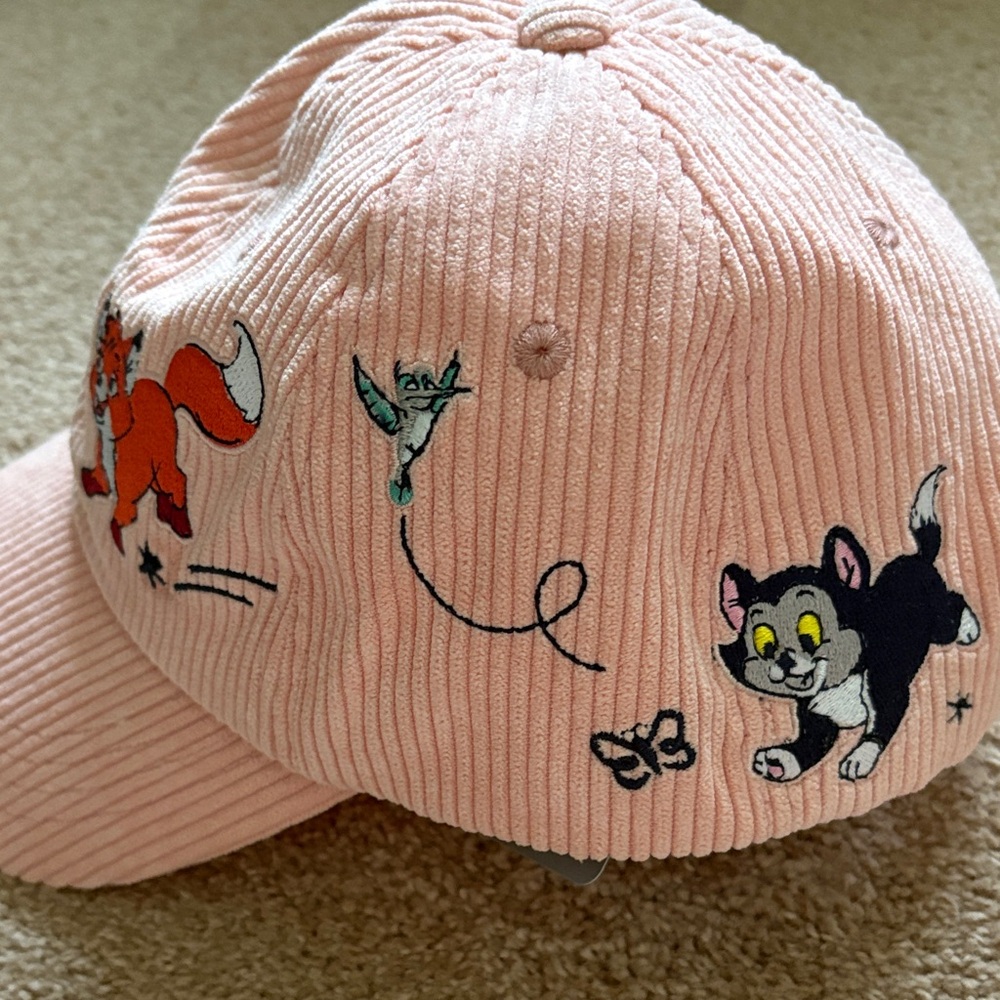 Playful Pink Corduroy Cap with Disney Figaro Thumper Fox Hound Cartoon Character - Picture 2 of 7